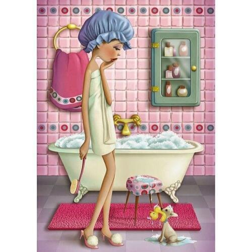 5D Full Square Round DIY Diamond Painting Bathing Lady Cross Stitch Embroidery Mosaic Home Wedding Decoration Birthday Gift