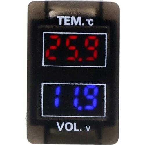 Car Digital Voltmeter Temperature Gauge 2 in 1 Voltage Temp LED Display Meter for Honda