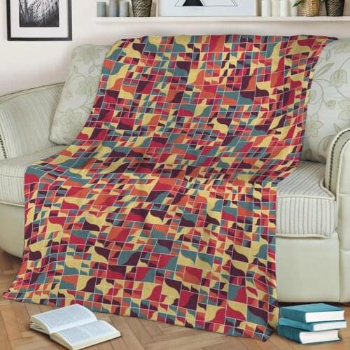 Abstract Geometric Pattern 3D Printed Velvet Plush Throw Fleece Blanket Bedspread Sherpa Blanket Home Decora