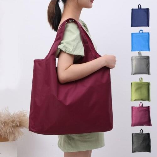 Big Eco-Friendly Folding Shopping Bag Reusable Portable Shoulder Handbag for Travel Grocery Fashion Pocket Tote Bags