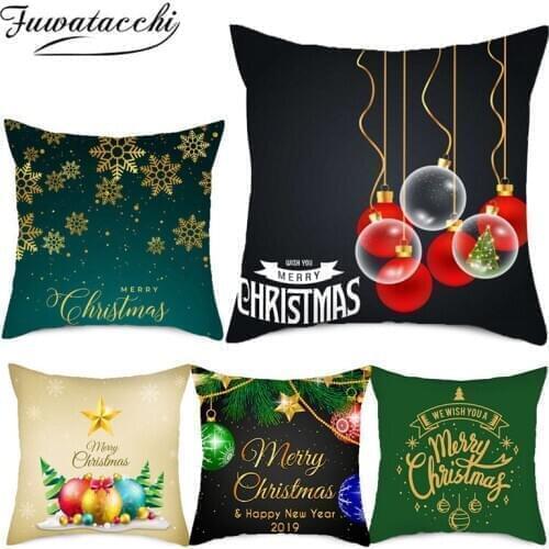 Fuwatacchi Christmas Tree Photo Pilow Case Festival Atmosphere Gift Cushion Cover for Home Sofa Car Decorative Throw Pillowcases