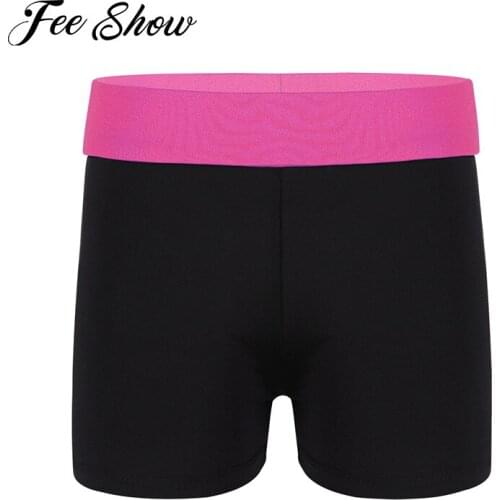 Kids Girls Yoga Shorts Breathable Activewear Wide Elastic Waistband Shorts Bottoms for Sports Gymnastic Workout Fitness Dancing
