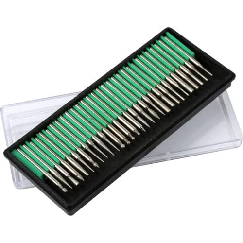 DRELD 30pcs Dremel Accessories Diamond Burr Bits Diamond Grinding Head Drill Engraving Carving Bit for Rotary Tool 3mm Shanks