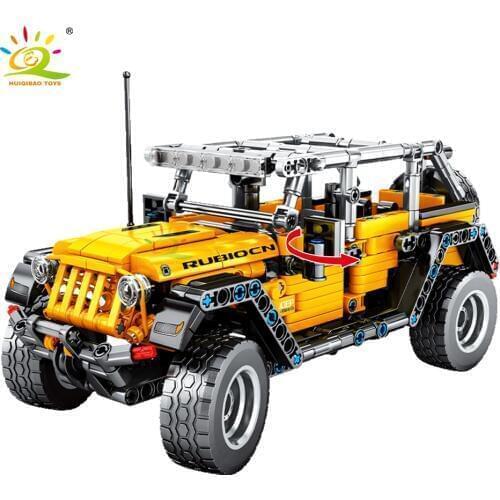 HUIQIBAO 601pcs Racing Car Speed Champions Jeeped Building Blocks Technical City Sport Pull Back Vehicle Bricks Toys For Child