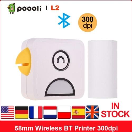 Pocket Photo Thermal Printer 58mm Wireless BT Printer 300dpi with 1 Roll Paper for Printing Labels Lists Photos Making Journals