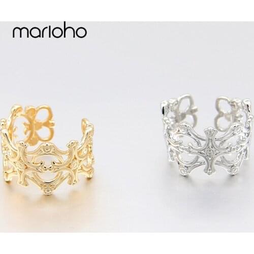 Exquisite Metal Pattern Opening Adjustable Finger Ring Gold Color Geometric Ring Hip Hop Party Jewelry Gifts For Women
