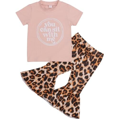 New Girls Casual Two-piece Clothes Set, Pink Short Sleeve Round Collar Tops and Elastic Waist Pants Set