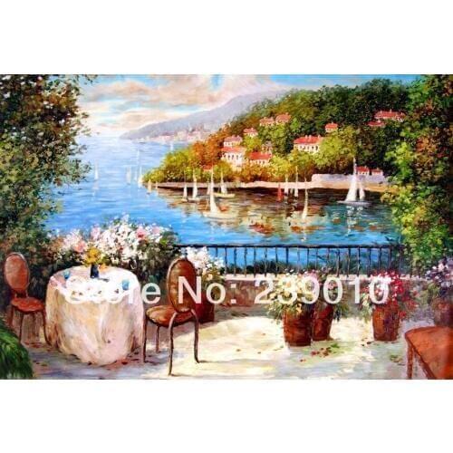 Beautiful Landscape Mediterranean sea canvas print Oil Painting wall art Hotel decoration picture E-265