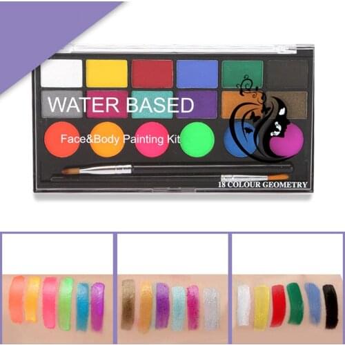 Face Body Paint 18 Colors Halloween Party Fancy Dress Tattoo Oil Painting Kit