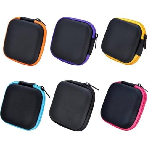 Square Mini Universal Zipper Earphone Cable Data Cord Storage Bag Case Pouch EVA Cable Storage Bag