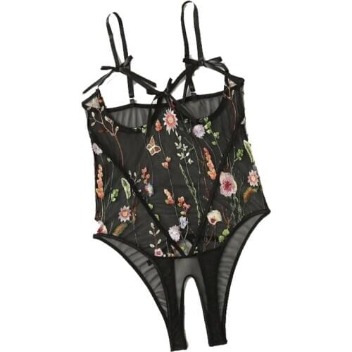 Top Fashion Womens New Printed Bowknot Jumpsuit Hot Style European And American Sexy Underwear