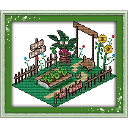 Vegetable garden cross stitch kit cartoon 14ct 11ct print canvas stitching embroidery DIY handmade needlework
