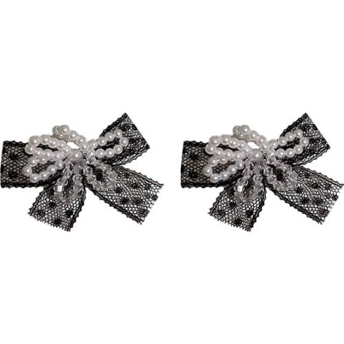 New Arrival Fashion Drop Earrings Lace Trendy Bowknot Women Dangle Earrings Korean Crystal Pearl Flower Elegant Jewelry