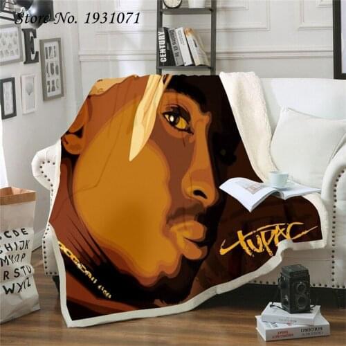 NEW 2PAC Rapper Hip Hop 3D Printed Fleece Blanket for Beds Thick Quilt Fashion Bedspread Sherpa Throw Blanket Adults Kids 07