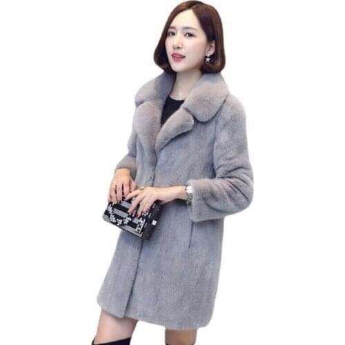 2021 autumn and winter fur coat womens imitation mink fur coat loose mid-length thick fur warm coat