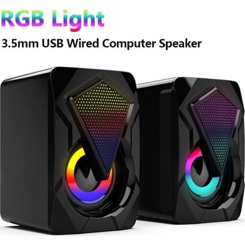 RGB Light USB Wired Computer Speakers 3.5mm Bass Stereo Home Theate Subwoofer Music Center Colorful For Laptop Mp3 Mp4 Speaker