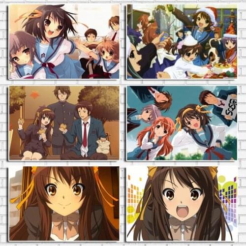 Cartoon "the Disappearance of Suzumiya" Retro Kraft Paper Poster Bar Office Coffee Shop Home Art Wall Stickers