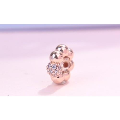 Autumn Rose Polished Pave Spacer charms fit Silver 925 jewelry beads charm bracelets DIY accessories for women Christmas gift
