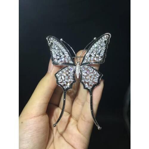 Insecy Butterfly brooch 925 sterling silver with cubic zircon brooch pins fashion women jewelry free shipping
