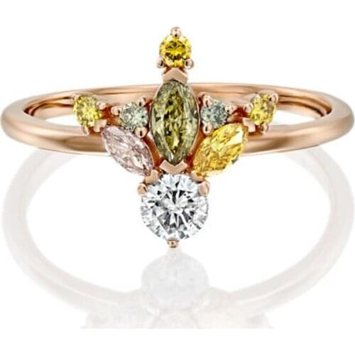 New Style WOMENS Gradient Multi-Color Zircon Ring Creative Green Forest Series Clothing Accessories