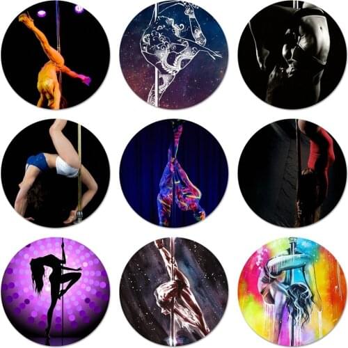 58mm Pole dance dancing Fitness Icons Pins Badge Decoration Brooches Metal Badges For Backpack Decoration