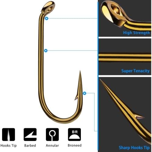 100pcs/lot Fly Fishing Hook 8/12/14/16# Fishhook Fly Hooks Fishing Trout Salmon Dry Flies Fish Hook Anzol Peche Tackle