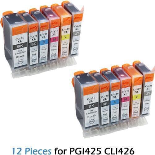 12pcs PGI 425 CLI 426 ink cartridges For canon PGI425 PIXMA IP4840 IP4940 IX6540 MG5140 MG5240 MG5340 MX714 MX884 MX894 Printers