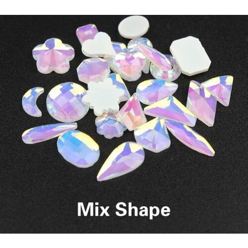 New Arrival 30pcs Nail Art Rhinestones Decor Transparent AB White bottom Crystals Gems Stones For 3D Nails Art Decorations