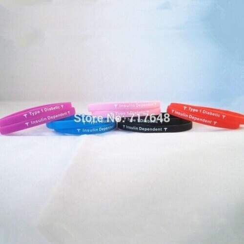 300pcs Type 1 Diabetic Insulin Dependent Wristband Silicone Bracelets free shipping by FEDEX