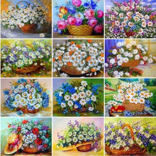 5D Diy Diamond Painting Daisy Full Square Drill Cross Stitch 3D Diamond Embroidery Flower Rhinestone Mosaic Craft Handmade Gift
