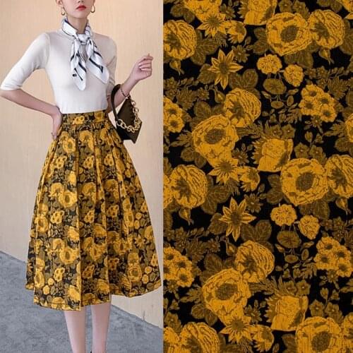 The sunflower yarn-dyed satin jacquard fabric for dress coat tissus au mètre telas por metro ткань для шитья tissu sewing tela