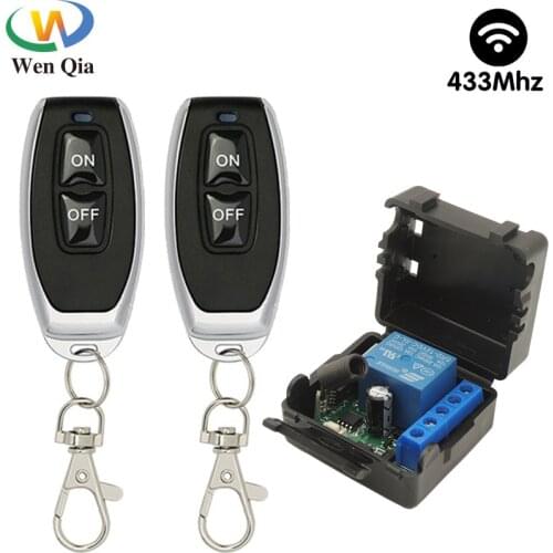 Wenqia Smart Home Rf Switch Wireless 433Mhz Remote Control Relay Receiver Module DC 12V 10A ON/OFF Transmitter LED Lights Bulbs