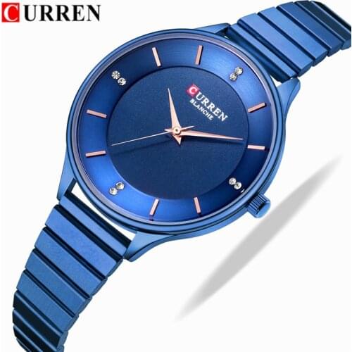 CURREN Women Watches Top Luxury Brand Fashion Steel Belt Ladies Quartz Women Watch Sport Wrist Watch Blue Clock Relogio Feminino