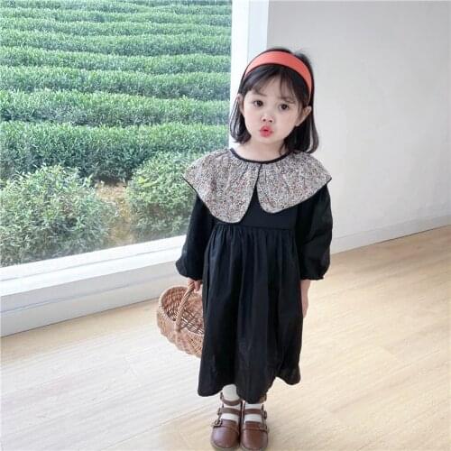 Black Children Spring Summer Dress Baby Girls Dresses Trendy Kids Long Sleeve Ruffle Special Occasion High Quality Bew