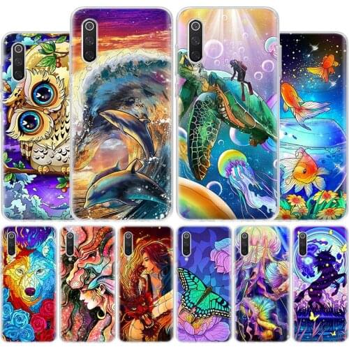 Colorful Cat Owl Fish Horse Animal Cover Phone Case For Xiaomi Redmi Note 10 9 9S 8T 8 7 6 5 9A 6A 7A 8A 9C K20 S2 Pro Luxury So