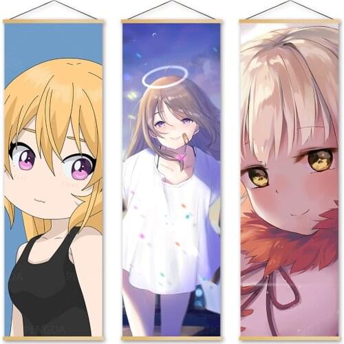 Home Decor Perfect Girl Wall Art Painting Solid Wood Hanging Scrolls Canvas Animation Character Print Picture Poster For Bedroom