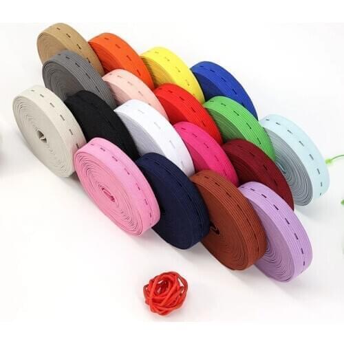 50meters Elastic Bands 15/20mm Woven Button Hole Elastic Band Elast Stretch Tape Extend Finish Tape DIY Sewing Garment Accessory