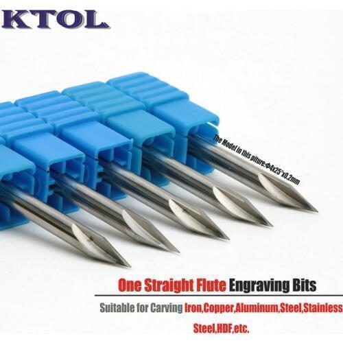 4x0.2mm 25 Degree V Groove 1 Flute Straight Carbide Router Bits CNC Milling Cutters for Steel Aluminum Metal 3D Engraving Tools