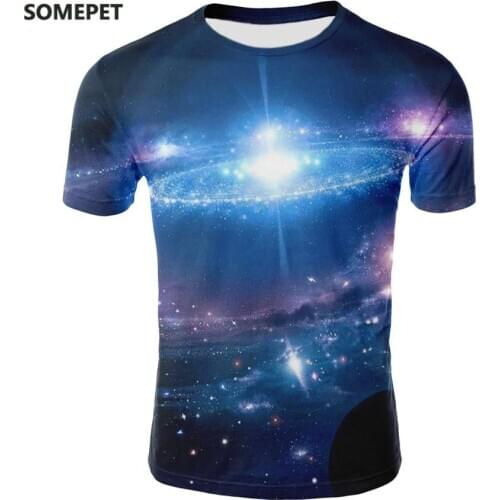The Latest Starry Sky Printed T-Shirt MenS Short-Sleeved Summer Shirt MenS T-Shirt Fashion Breathable Galaxy Starlight
