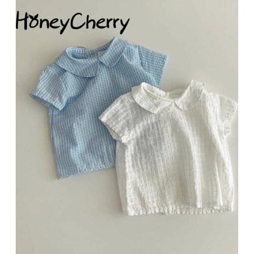 Summer Girls' Shirt Simple Sweet And Versatile Short Sleeve Loose Lapel Top Baby Girl Blouse