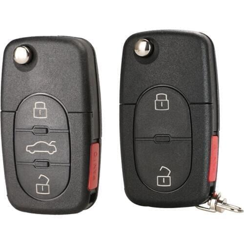 Jingyuqin Flip Fob Remote Key Shell Case for VW Passat Jetta Golf Beetle 4/3+Panic 3/4 Buttons Fit CR1616/CR1620