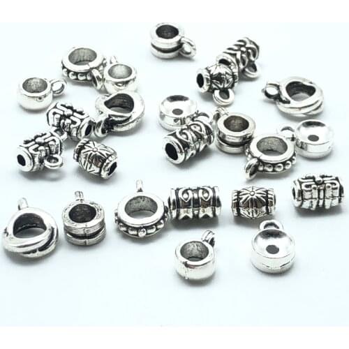 JunKang Mixed Bails Beads Connector Charms Jewelry Findings Diy handmade Wholesale Antique Silver Color alloy accessories