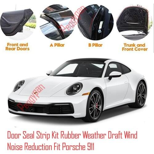Door Seal Strip Kit Self Adhesive Window Engine Cover Soundproof Rubber Weather Draft Wind Noise Reduction Fit For Porsche 911