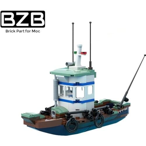 MOC Retro Fishing Boat Building Blocks Idea Ancient Fish Ship Bricks Assemble Sea Vehicle Game Toys For Children Birthday Gifts