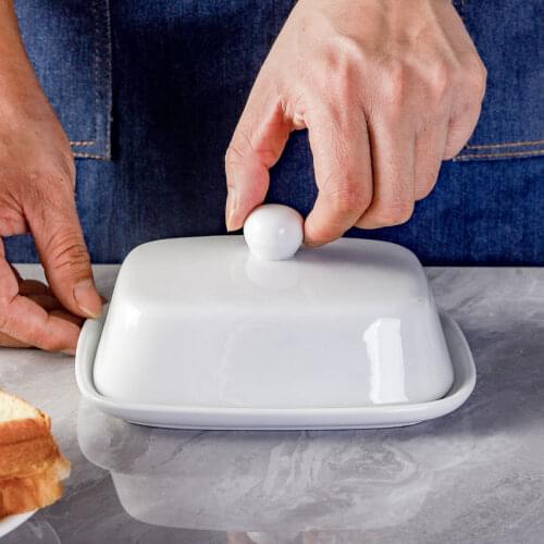 Creative Butter Box Cheese Storage Sealing Box Tray With Lid Dessert Ceramic Butter Keeper Tool Plate Container For Kitchen