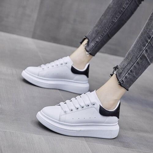 Women Casual Shoes Classic White Sneakers Women PU Leather Platform Shoes Low Top Flats Female Lace Up Vulcanize Shoes