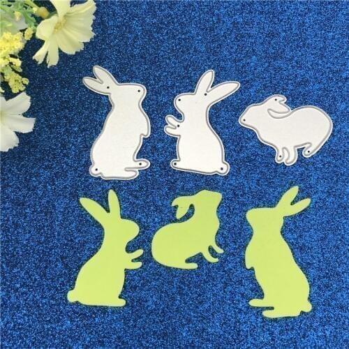 Metal Cutting Dies 3pcs Easter Jumping Rabbi Stencil for DIY Scrapbooking Album Embossing Paper Cards Decorative Crafts