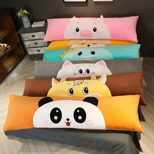Cartoon animal strip pillow plush toy cute soft dinosaur crocodile piglet big doll doll couple bed double pillow backrest clip l