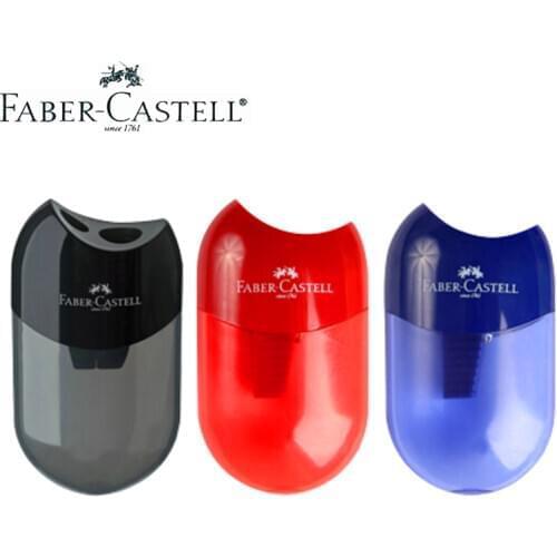 Faber Castell Mini Sleeve Pencil Sharpener 3 pcs/Lot Double Hole with Container For Black Lead/Color Pencils Sketch