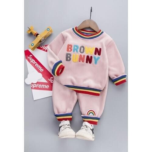 Fashion boys girls clothes autumn winter New childrens sweater set Jchao Kids suit baby Boy warm Sweatshirt pant two-piece 1-4Y